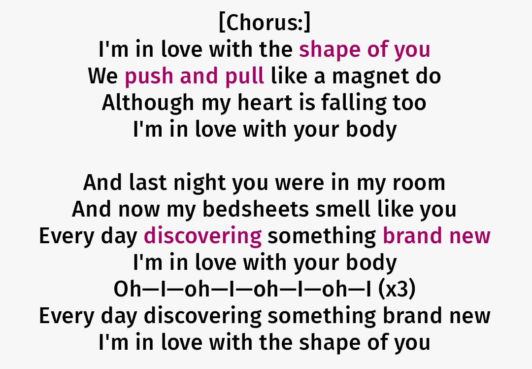 разбор песни shape of you